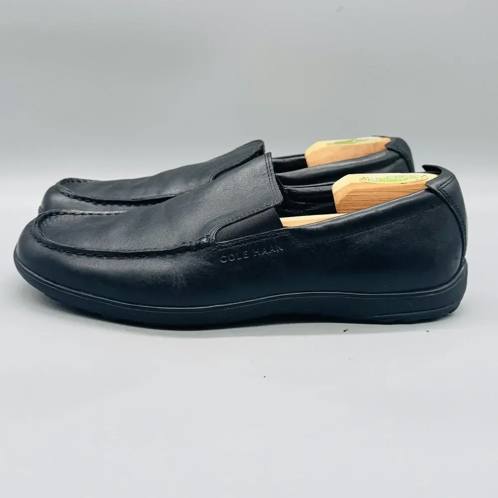 Cole Haan Shoes Mens 10.5 Black Leather Slip On Moc Toe Loafers Casual Comfort